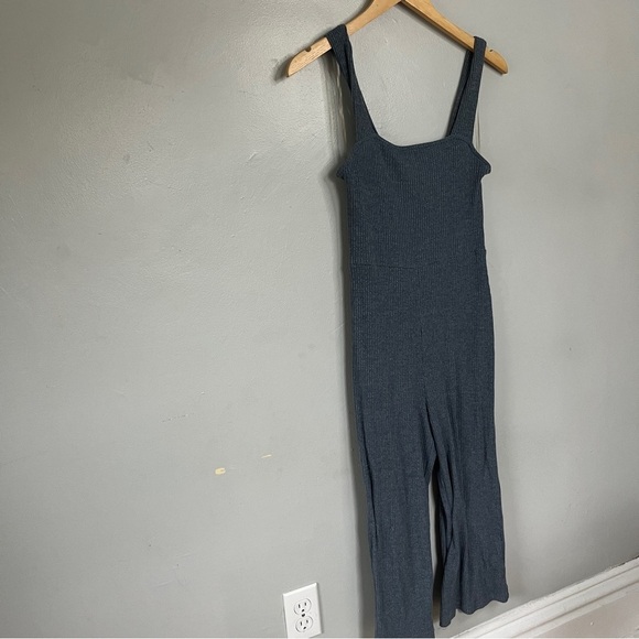 Ribbed Softspun Square Neck Jumpsuit Blue Grey XS X-Small - Picture 2 of 9